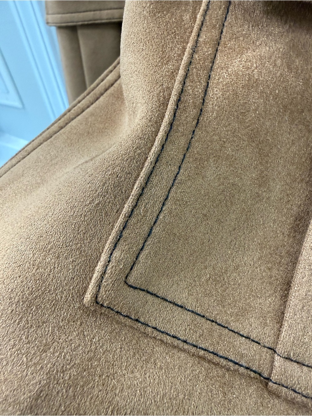 Tahari Camel Suede-Style Trench Coat - Picture 2 of 5
